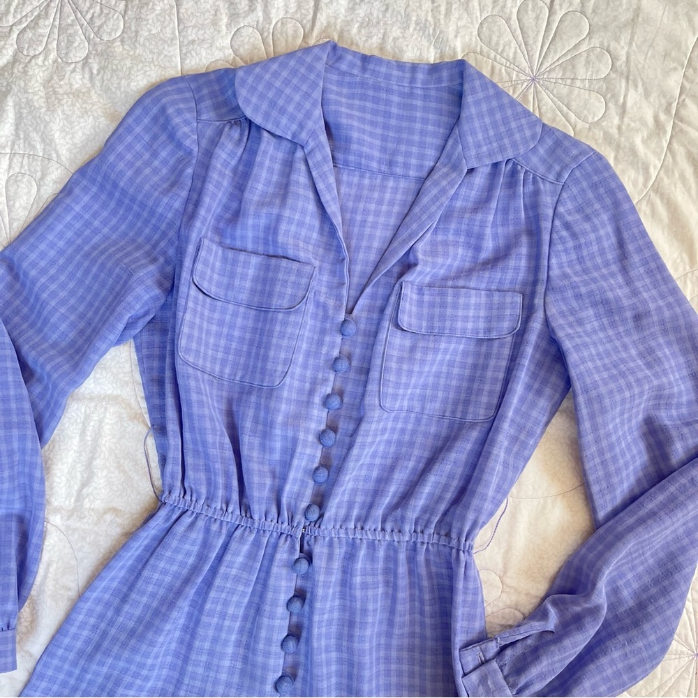 Vintage 70s Purple Plaid Dress